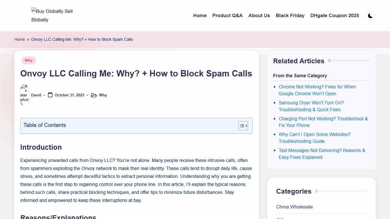 Onvoy LLC Calling Me: Why? + How to Block Spam Calls - Smart.DHgate – Trusted Buying Guides for Global Shoppers