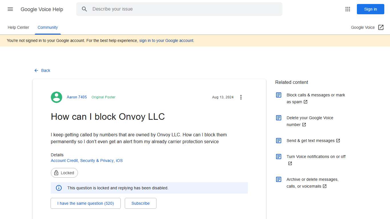 How can I block Onvoy LLC - Google Voice Community